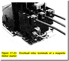 Figure 17 23 Overload relay terminals of a magnetic motor starter