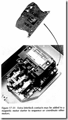 Figure 17 31 Extra interlock contacts may be added to a magnetic motor starter to sequence or coordinate other motors.