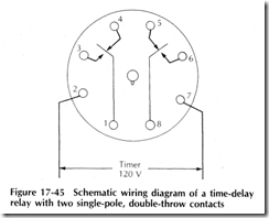 Figure 17 45 Schematic wiring diagram of a time delay relay with two single pole, double throw contacts