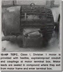 15-HP TEFC, Class I, Division 1 motor is