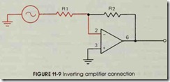 FIGURE 11-9 Inverting amplifier connection