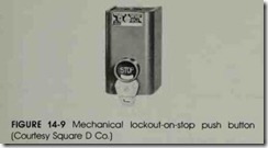 FIGURE 14-9 Mechanical lockout-on-stop push button (Courtesy SquareD Co.)