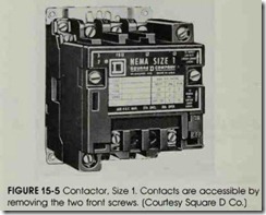 FIGURE 15-5 Contactor. Size 1. Contacts are accessible by removing the two front screws. (Courtesy SquareD Co.)