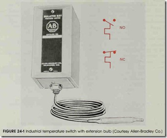 FIGURE 24-1 Industrial temperature switch with extension bulb (Courtesy Allen-Bradley Co.)