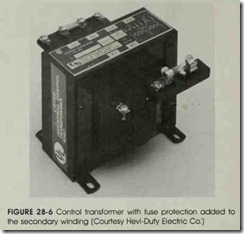 FIGURE 28-6 Control transformer with fuse protection added to the secondary winding (Courtesy Hevi-Duty Electric Col