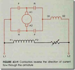 FIGURE 43-11 Contactors reverse the direction of current flow through the armature