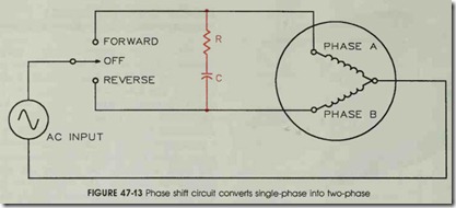 FIGURE 47-13 Phase shift circuit converts single-phase into two-phase
