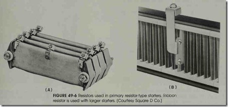 FIGURE 49-6 Resistors used in primary resistor-type starters. R1bbon resistor is used with larger starters. (Courtesy Square D Co.)