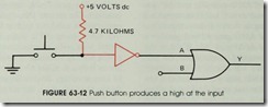 FIGURE 63-12 Push button produces a high at the input