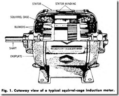 Fig. 1. Cutaway view of a typical squirrel-cage induction motor.