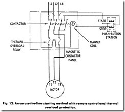 Fig. 12. An across-the-line starting method with remote control and thermal overload  protection