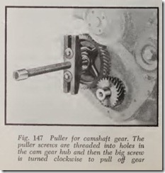 Fig. 147 Pidler for camshaft gear. The