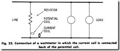 Fig. 22. Connection of a wattmeter in which the current coil is connected