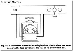 Fig. 44. A wattmeter connection to a single-phase circuit where the meter_thumb