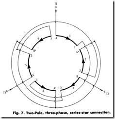 Fig. 7. Two Pole, three phase, series star connection.