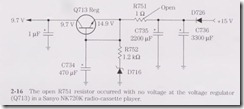 The open R751 resistor occurred with no voltage at the voltage regulator