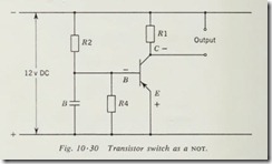 Transistor switch as a not.