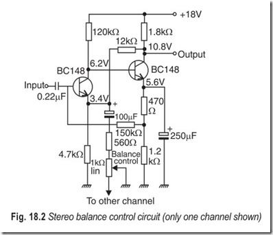 Fig. 18.2 Stereo balance control circuit (only one channel shown)