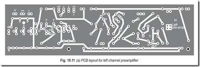 Fig. 19.11 (a) PCB layout for left channel preamplifier