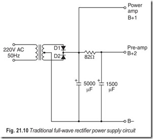 Fig. 21.10 Traditional full-wave rectifier power supply circuit