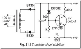 Fig. 21.4 Transistor shunt stabiliser