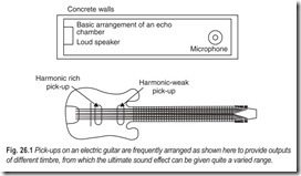 Fig. 26.1 Pick-ups on an electric guitar are frequently arranged as shown here to provide outputs  of different timbre, from which the ultimate sound