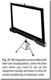 Fig. 27.10 Integrated screens fitted with  their own loudspeakers, come into their  own when you need to set up the  equipment quickly and have no tim
