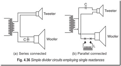 Fig. 4.36 Simple divider circuits employing single reactances