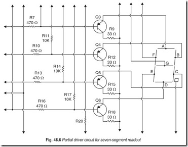 Fig. 46.6 Partial driver circuit for seven-segment readout