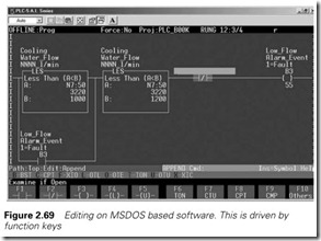 Figure 2.69 Editing on MSDOS based software. This is driven by  function keys