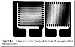 Figure 4.9 A two-axis strain gauge (Courtesy of Welwyn Strain   Measurement)