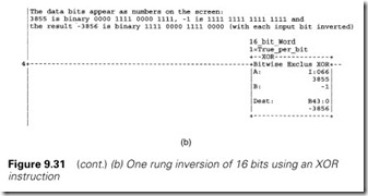 Figure 9.31 (cont.) (b) One rung inversion of 16 bits using an XOR   instruction