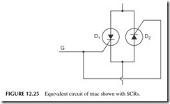 FIGURE 12.25           Equivalent circuit of triac shown with SCRs.