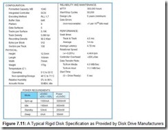 Figure 7.11 A Typical Rigid Disk Specification as Provided by Disk Drive Manufacturers