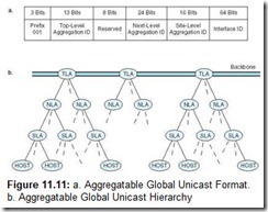 Figure 11.11 a. Aggregatable Global Unicast Format.