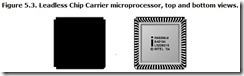 Figure 5.3. Leadless Chip Carrier microprocessor, top and bottom views.